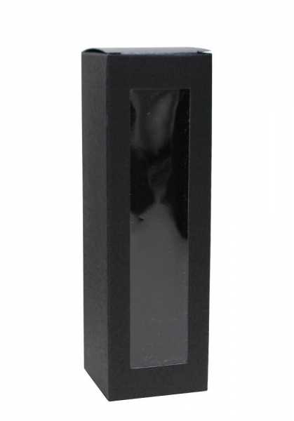 Schachtel/Gläserkarton 3er schwarz und Sichtfenster 155x47x47mm